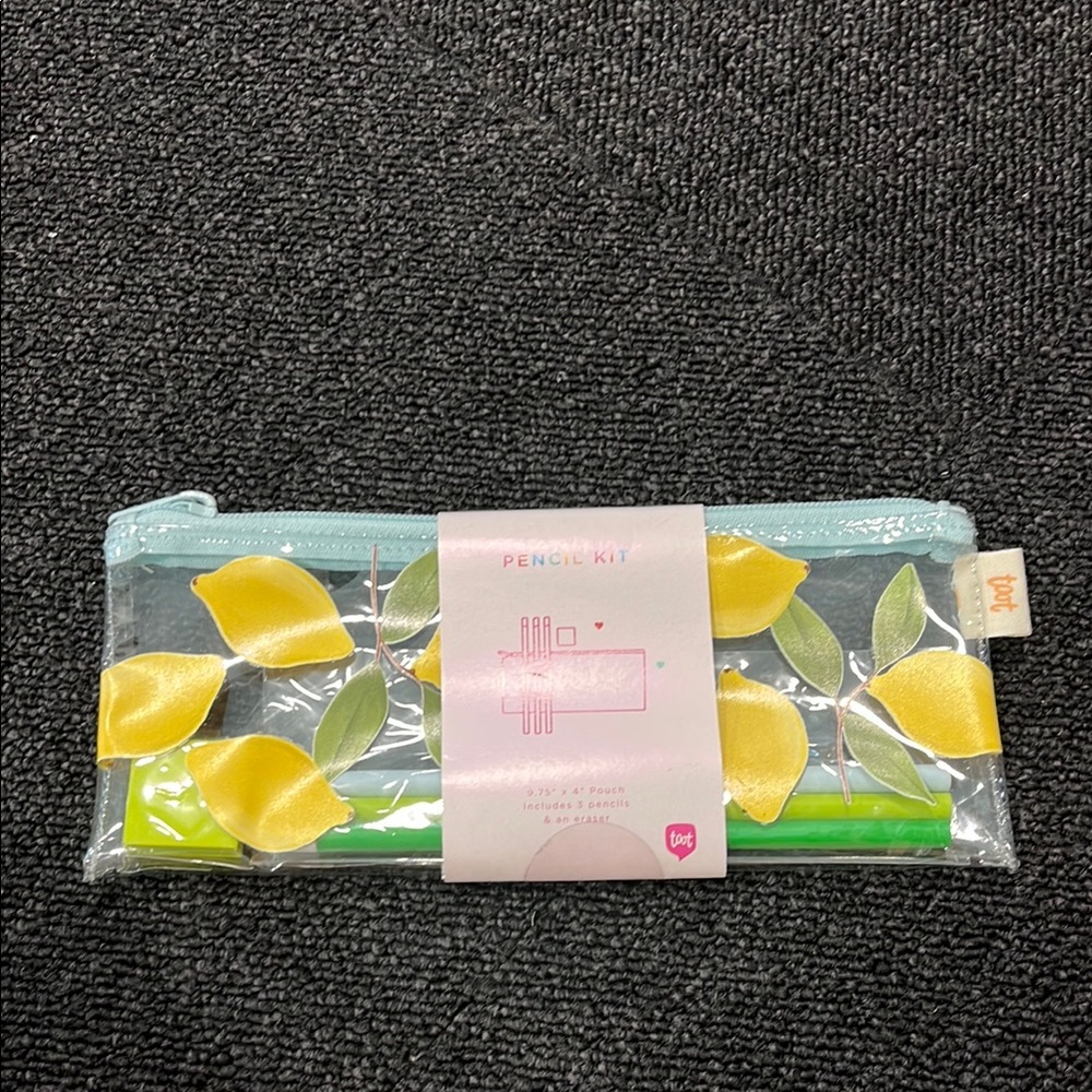 Elegant Lemon Pencil Case with Yellow and Green Accents